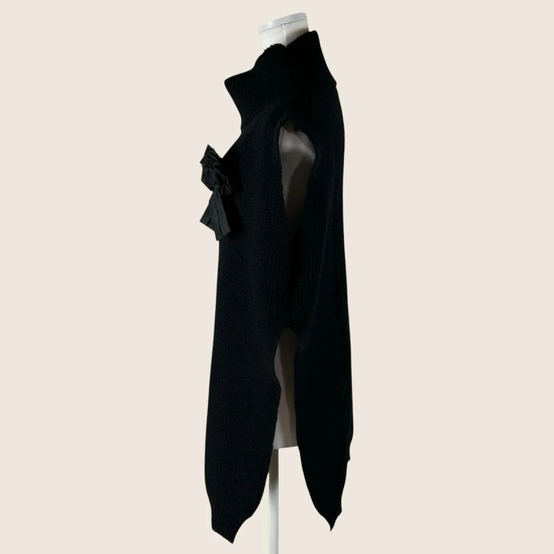 sacai 2013 gilet in maglia collo alto con corsetto vestito nero
