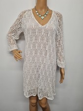 Zara Basic Women's crochet white dress long sleeve size EUR L 