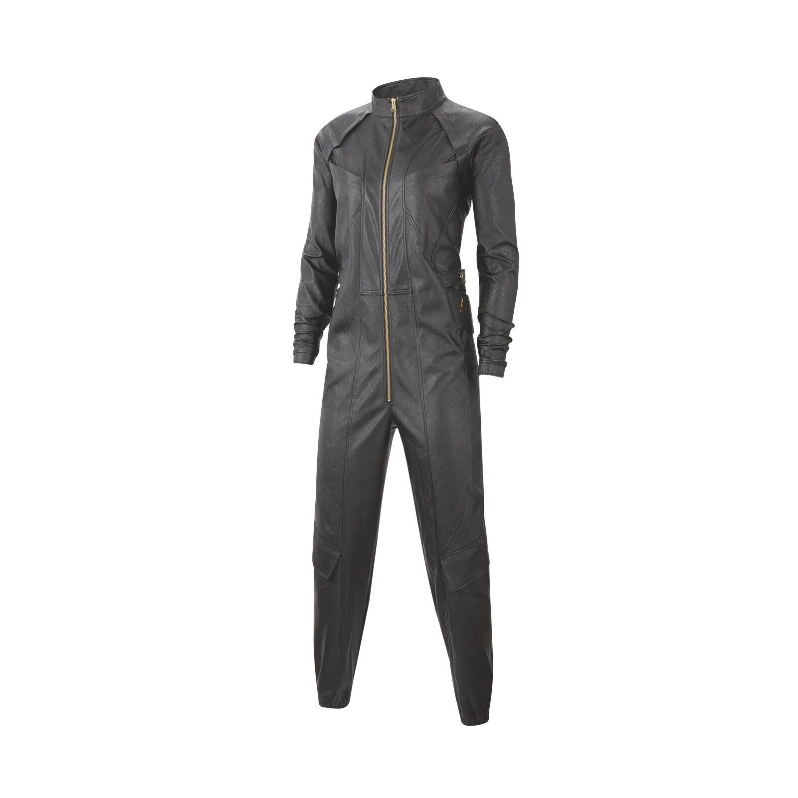 Nike Women's Jordan Jumpsuit Faux Leather Flight Suit Coverall Black CW6472 010 S