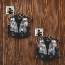 2-PC Gift Set 5.75"W Bear Salt & Pepper Shaker with Napkin Holder Ornament Decor