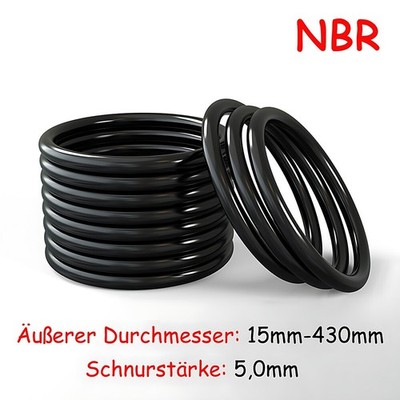 O-Ringe Schwarz Dichtringe Dichtungsringe 15-430mm/Schnurstärke 5,0mm/NBR 70