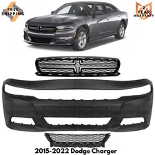 Front Bumper Cover Paintable & Grille Assembly Kit For 2015-2022 Dodge Charger