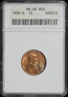 1935-S Lincoln Wheat Cent ANACS MS-65 Red First Generation Holder