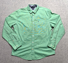 Tommy Hilfiger Shirt Mens XL Green Custom Fit Button Down Long Sleeve Cotton