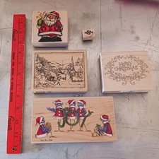 Christmas Rubber Stamp Lot Of 5. See Photos For Condition  Brand