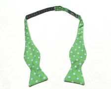 Brooks Brothers 346 Bow Tie Mens Green Blue Foulard 100% Silk Classic Adjustable