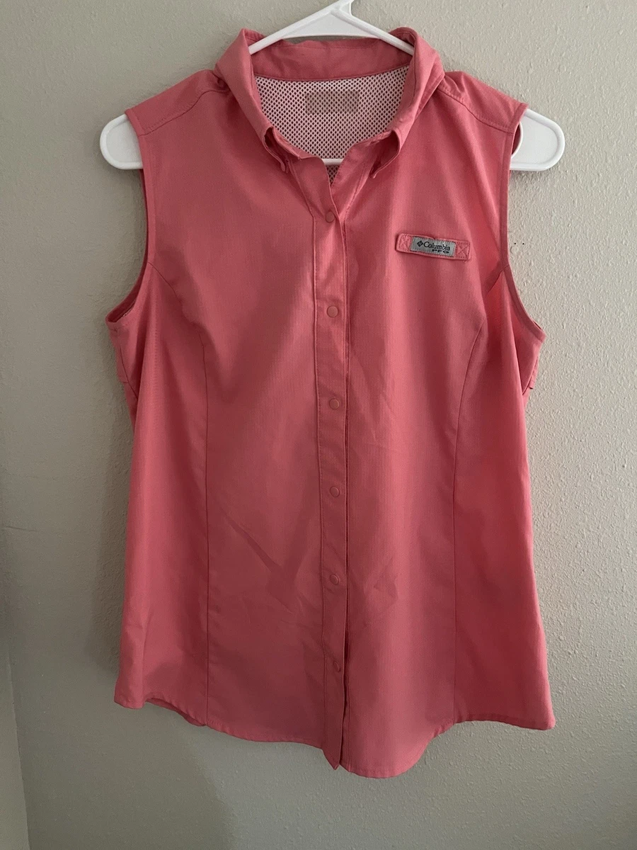 Chemise Femme Columbia Omni-Shade - Corail, Manches Roulées, UPF 30+, Taille 2X