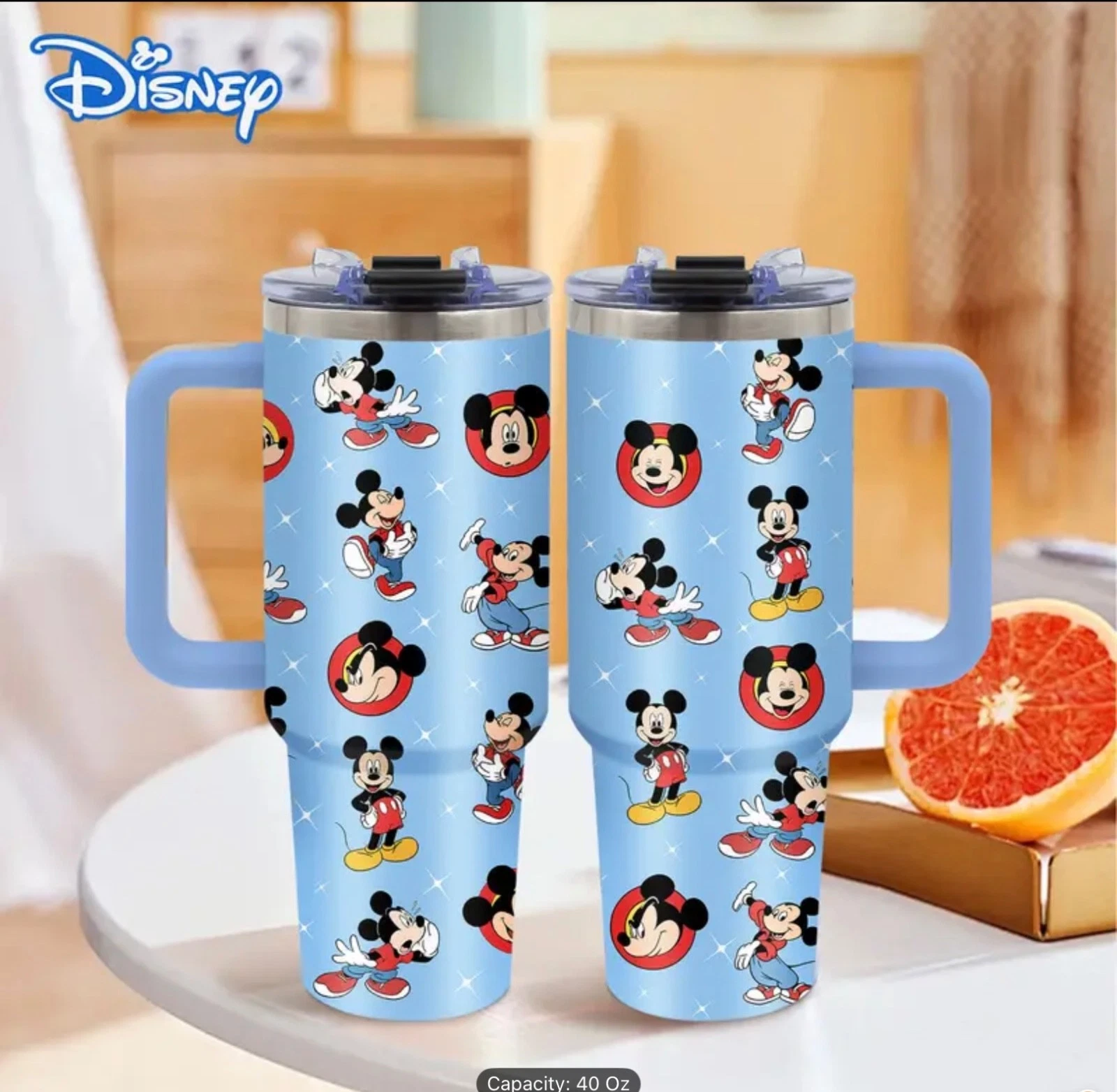40 oz Stainless Steel Mickey Mouse Tumbler with Handle