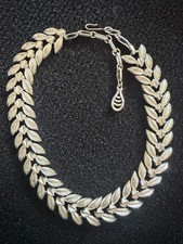 CORO SIGNED Vtg CHOKER NECKLACE SILVER TONE