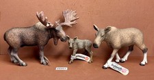 Schleich MOOSE FAMILY 2009 Retired Wildlife Animal Figures 4" Adults 2" Baby