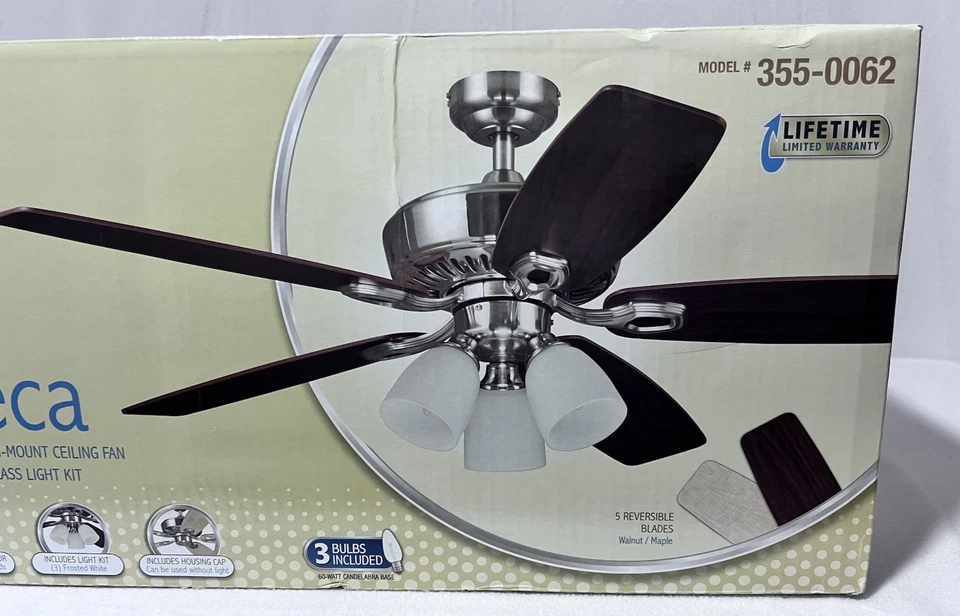 NEW Century Series 52” Ceiling Fan w/3-Light Kit Remote Control Whisper Quiet - Image 4 of 4