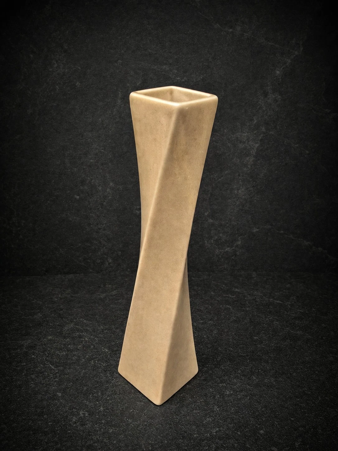 Twisted Ceramic Vase 37cm Sculptural Modernist Beige Studio Piece