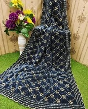 Embroidered Dupatta velvet bridal shawl Ethnic Scarf Wedding stole women chunni