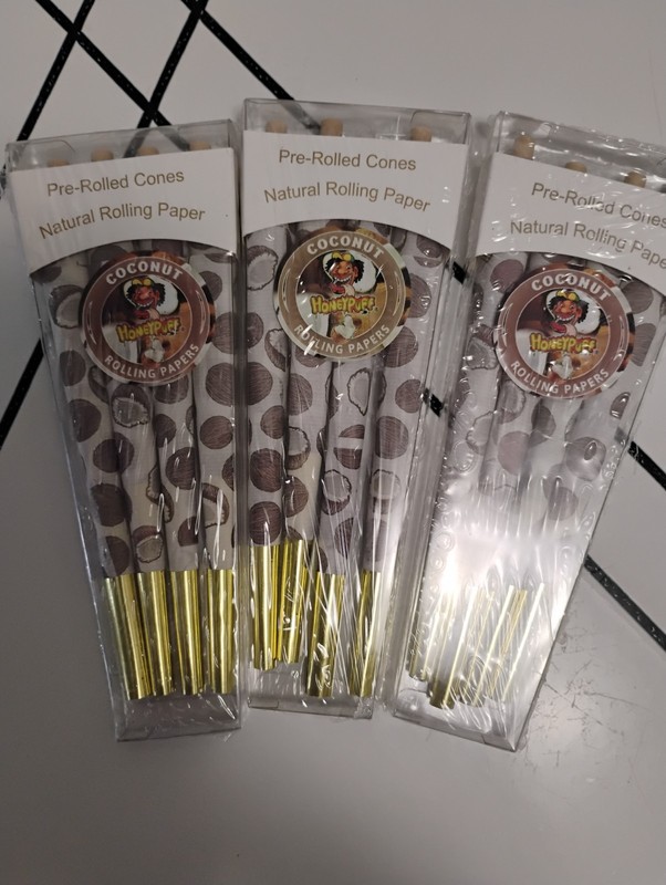 Honeypuff King Size Natural Coconut Flavor Pre Rolled Cones💕3pks 