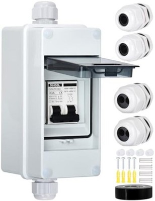  Solar Panel Disconnect Switch with IP65 Din Box Dual Pole 12V-400V, Non 30 Amp
