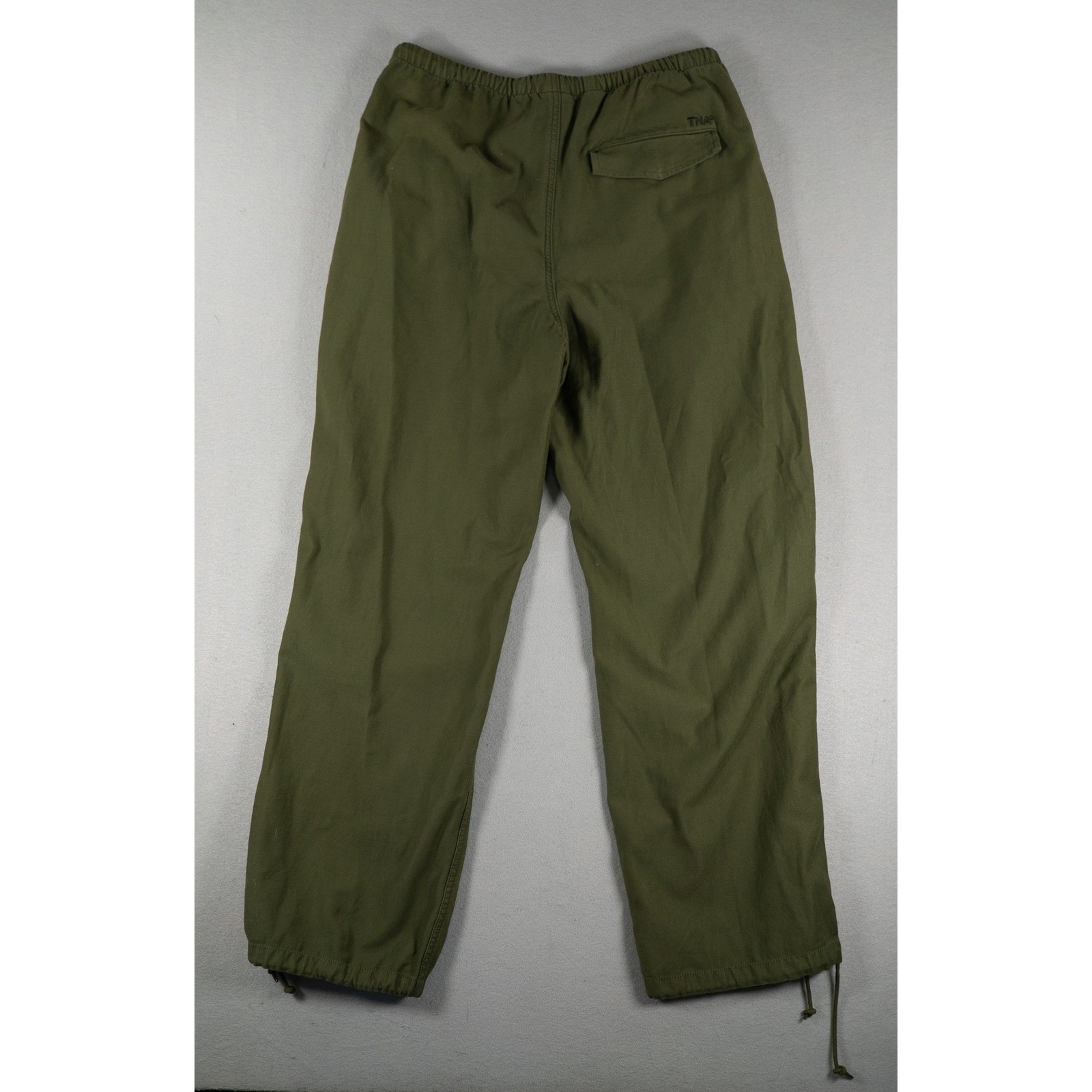 TNA Surplus Division Cotton Utility Cargo Pants Olive Green Size M Bungee Hem image 5