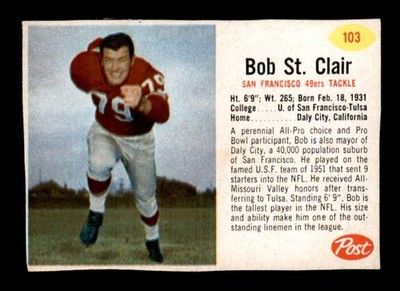 1962 Post #103 Bob St. Clair SP EXMT X3556986