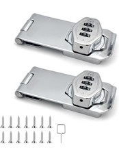 2 Pcs Keyless Cabinet Lock 3.5 Inch Password Hasp Latch Lock, Silver