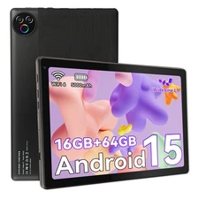 AEEZO Tablet 10.1 inch 16GB ROM 64GB RAM WIFI 6 Android 15 Bluetooth Dual Camera