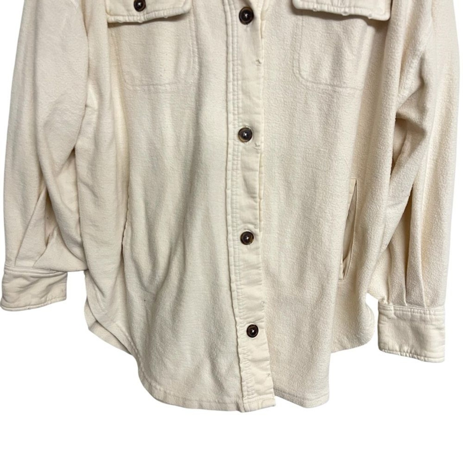 Free People Ruby Button Front Shacket Jacket Cham… - image 3