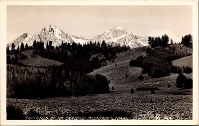 Sawtooth Mountains Idaho RPPC Foothills Scenic Landscape Western View