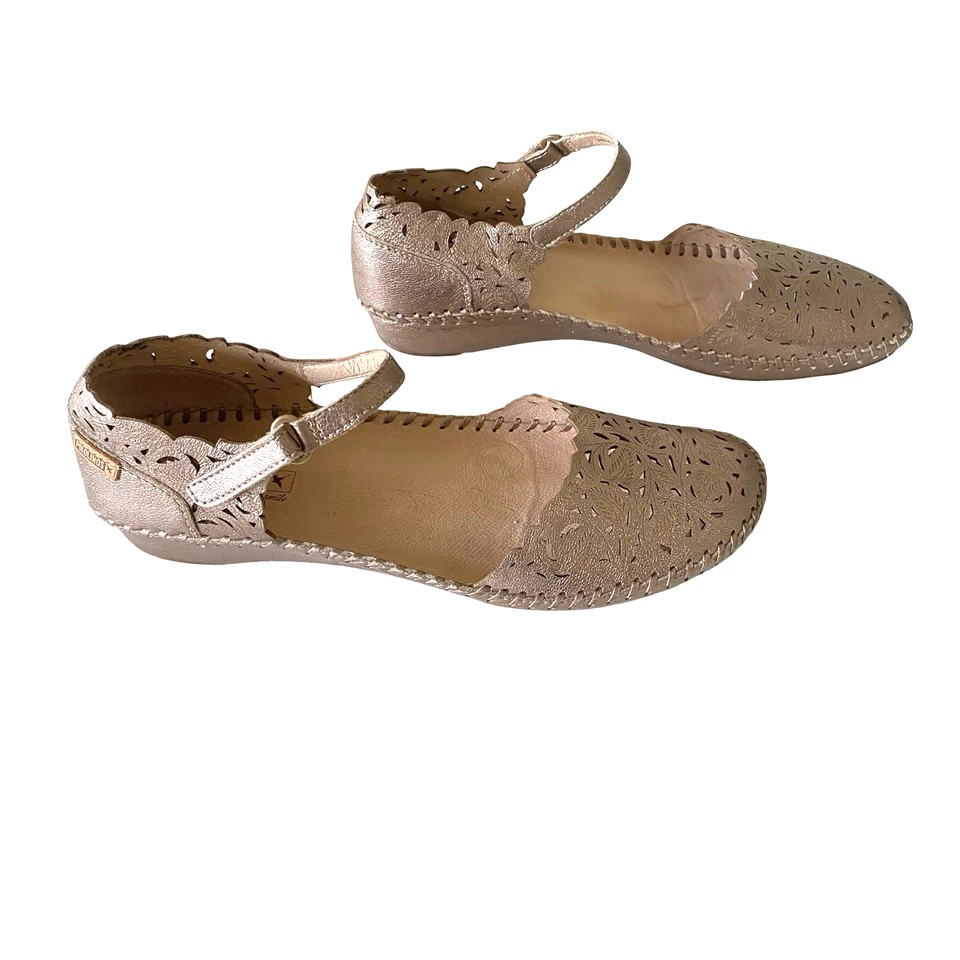 Pikolinos Mujer 9.5 Cuero Metálico Mary Jane Planos Recortes Zapatos Confort España Foto 2 de 4