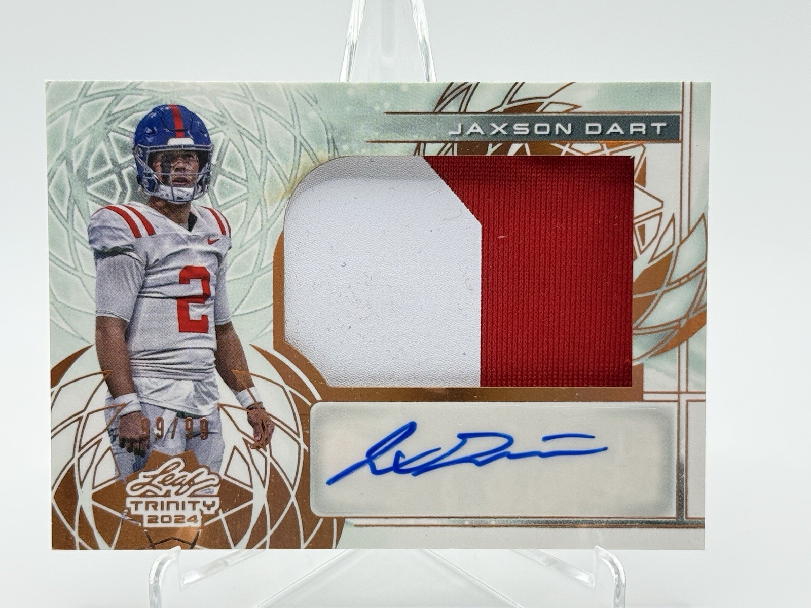 2024 Leaf Trinity JAXSON DART Ole Miss Rebels 2-Color Patch Auto /99 SP