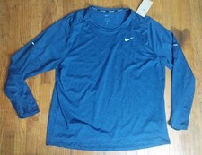 New Men's XXL Nike Dri-Fit Element Running Long Sleeve Crew Shirt Blue 