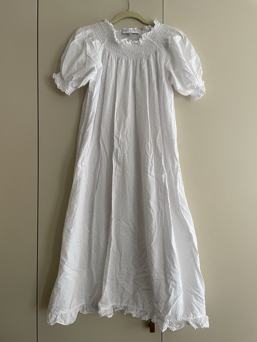 chinese dress ladies Orchard 100% Cotton Smocked Maxi Dress in Off White/Blue