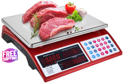Báscula comercial digital 30 kg con cálculo de precio y doble pantalla LED