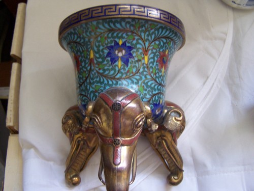 #2 -Chinese ELEPHANT FEET footed Bronze gold gilt Incense Censer Antique qing - Picture 6 of 9