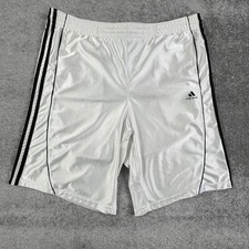 Adidas Basketball Shorts Mens Large White 11 Inseam Dazzle 3-Stripes Gym Train