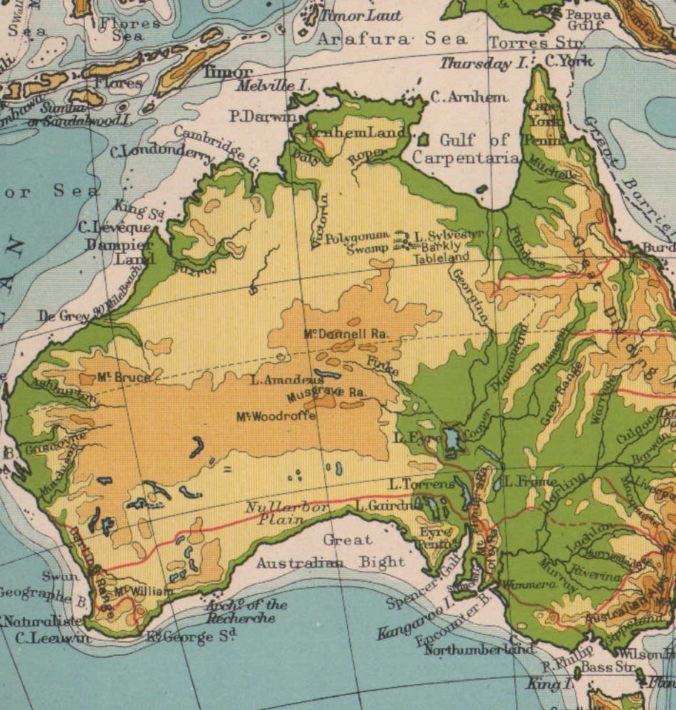 1928 MAP ~ AUSTRALIA & NEW ZEALAND ~ NEW GUINEA PHYSICAL | eBay