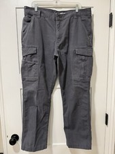 Carhartt Rugged Men's Cargo Pants 38x30 Gray Canvas Relaxed Fit Flex BN3574M