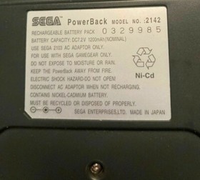 7.2v 1500MAH Battery Pack For Sega Power Back Game Gear Model No. 2142