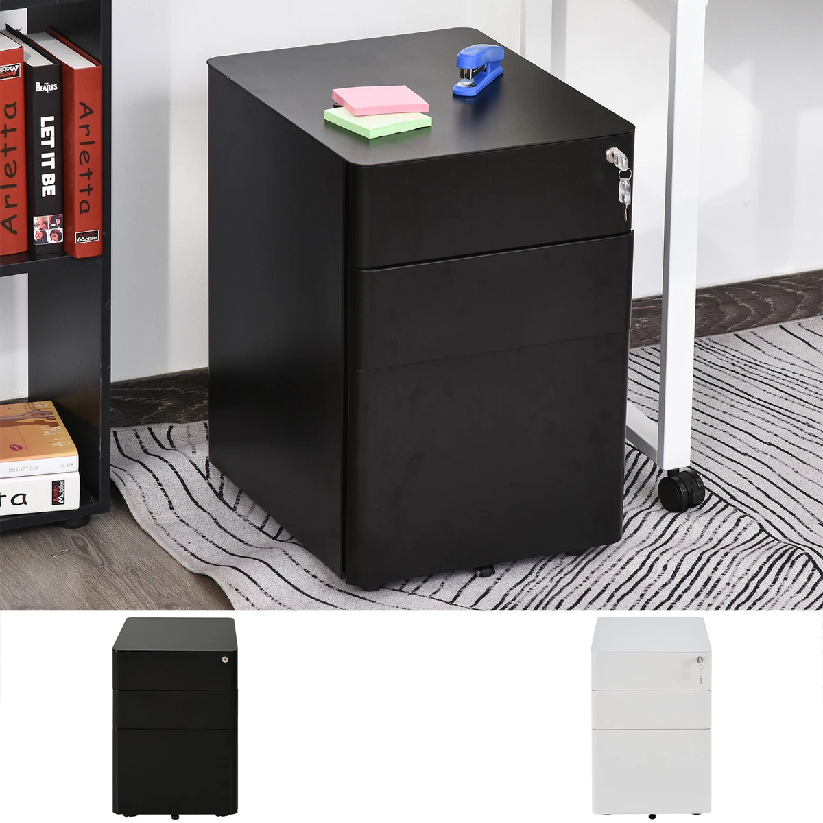 Lockable under on sale desk cabinet
