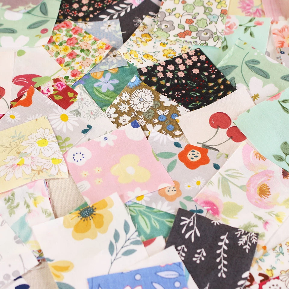 300 Mini Charm Squares Floral Fabric Cotton Sewing Craft Material Scraps DIY - Image 4 of 4
