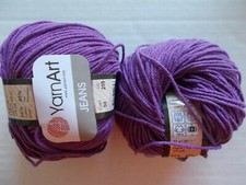 YarnArt Jeans cotton blend yarn, Violet, lot of 2, 174 yds each