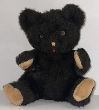 RARE Eden Toys Black Teddy Bear Plush Stuffed Animal Retro Toy Made In Colombia