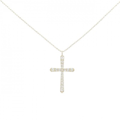 Authentic K18YG Cross Diamond Necklace 0.15CT  #270-003-820-2480
