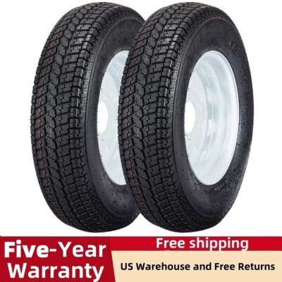 Set of 4 ST205/75D14 5 Lug Trailer Tires and Wheels with 14 Rim 6PR
