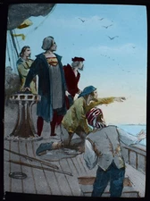 SIGHTING LAND ST SALVADOR C1910 Magic Lantern Slide CHRISTOPHER COLUMBUS