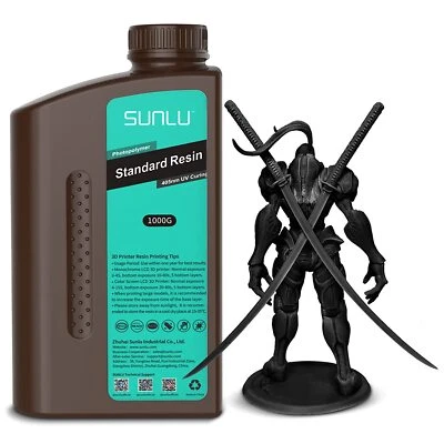 SUNLU Résine pour Imprimante 3D à Polymérisation Rapide 405nm 1000G LCD/SLA Noir