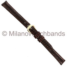 10mm Kreisler Genuine Lizard Brown Stitched Padded Ladies Watch Band Regular