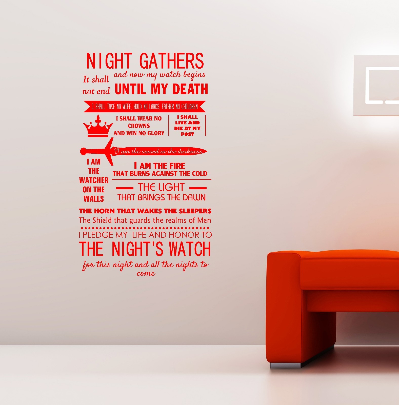 Game Of Thrones Knights Watch Oath Vinyl Decal Wall Art Sticker Ebay