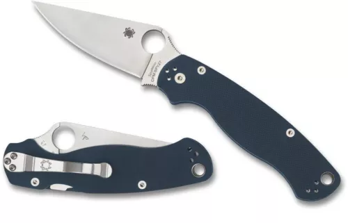 SPYDERCO Para Military 2 Cobalt Blue G-10 CPM SPY27 Steel, Plain Edge, C81GPCBL2