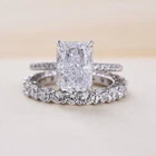 3.50 CT Radiant Cut Moissanite Bridal Set Engagement Ring 14k White Gold Plated