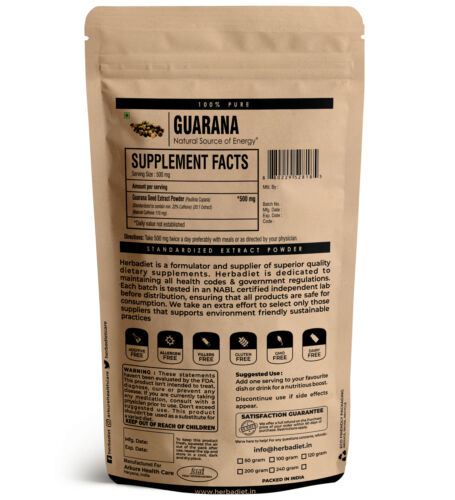 Guarana 20:1 Extract Powder 22% Energy Booster Weight Loss Fatigue Stimulant - Picture 2 of 3