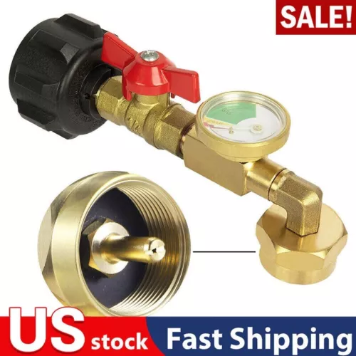 Propane Refill Adapter W/Gauge & Control Valve Fill 1 Lb Bottles From 20 Lb Tank - Picture 2 of 11