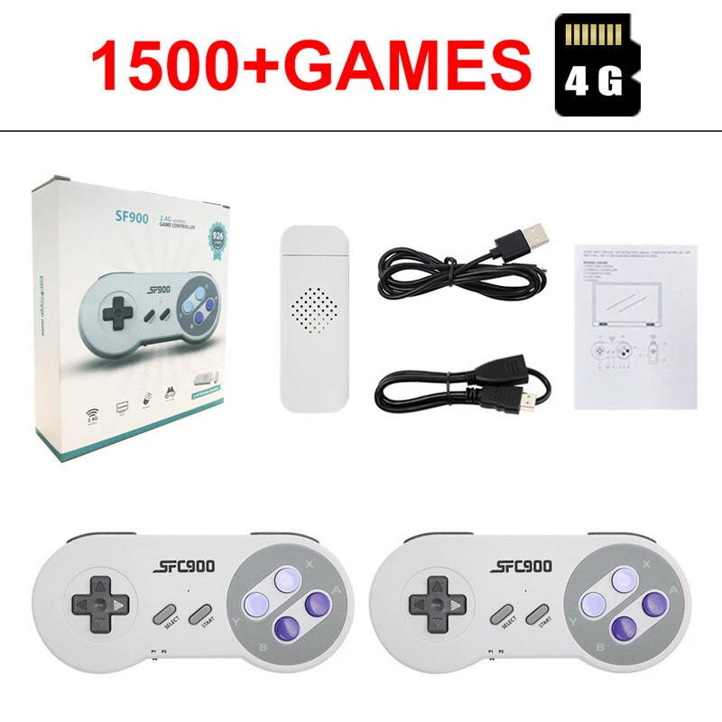 SNES-style retro console with two wireless controllers